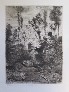 Félix BUHOT 1847-1898 EAU FORTE ORIGINALE IMPRESSIONNISME PAYSAGE ANGELUS 1875 - Imagen 1 de 8