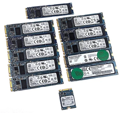 Lote de 12 unidades de estado sólido Toshiba 128 GB SATA M.2 SSD modelos mixtos - limpiadas Foto 1 de 4