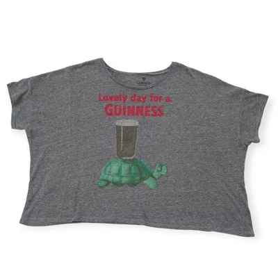 Guinness Crop Top Shirt Women S/M Gray Short Sleeve Stout Beer Dublin Lovely Day - Image 1 of 4