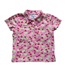 Lilly Pulitzer Mädchen Gr. XL 12-14 Kinder Jugend Top Vintage Grün Rosa Poloshirt - Bild 1 von 8