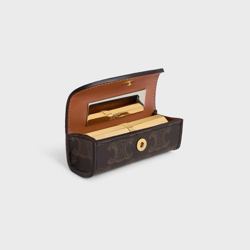 Nuovo CUSTODIA ROSSETTO CELINE IN TELA TRIOMPHE marrone stampa logo sacchetto antipolvere