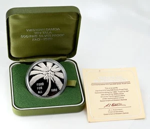 SAMOA 10 Tala 1980 Proof 1 oncia Argento 0.500 'F.A.O - Alimenti per tutti' - Foto 1 di 2