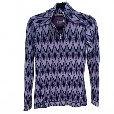 Suéter Pullover Smartwool Merino 250 Capa Base 1/4 Cremallera Geométrico Para Mujer Pequeño Foto 1 de 3