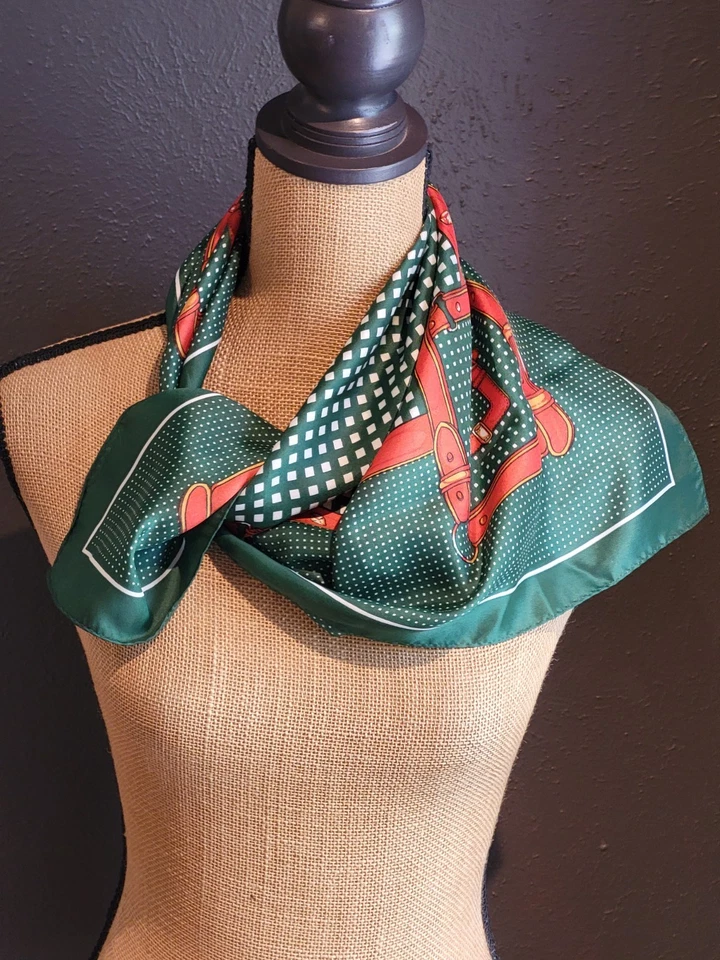 Vintage Equestrian Rayon/Silk Scarf Made In Japan 23" X 23" - Image 1 of 4