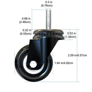 2-inch office chair with swivel casters made of plastic in black and white - Picture 1 of 3