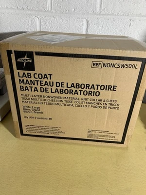 1 Case Medline Lab Coat NONCSW500L White Large 30 Coats - free ship - Image 1 of 2