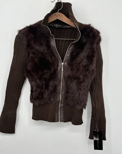 Suéter de piel de conejo CHEBELLO vintage/piel de mafia esposa dinero antiguo talla 2XL piel verde azulado - Imagen 1 de 10