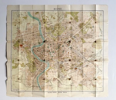 Antique Vintage Map Of Roma Rome, Italy Fratelli Treves Editori 24x26” - Image 1 of 4
