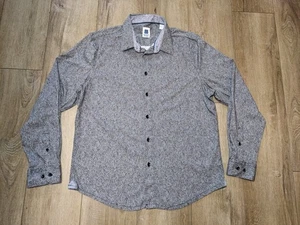 Brooklyn Brigade 100% Cotton Geometric Gray Black Brown Stretch Collared Large L - Picture 1 of 12