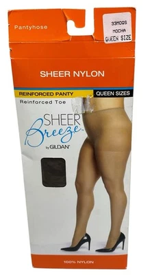 Pantimedias Sheer Breeze de Gildan Talla: Queen Mocha Transparente 100% Nylon Reforzado Foto 1 de 3