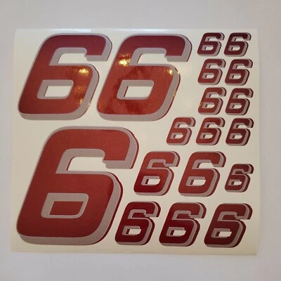 Metallic Burgandy w gray #6's Racing Vinyl Decal Sheet 1/10-1/12 DEFECTIVE BOXD - Image 1 of 4