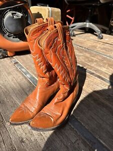 Tony Lama Orange/Brown Rodeo Leather Cowboy Western Men’s Boots Size 8D