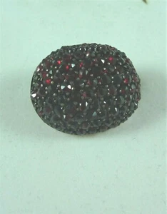 FABULOUS ANTIQUE VINTAGE ESTATE SILVER GARNET SET OVAL BROOCH PIN #17250 - Picture 1 of 4
