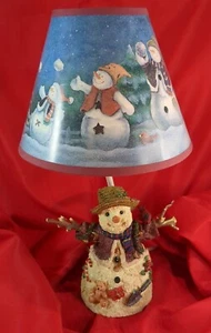 Christmas Primitive Country Happy Snowman Red Bird Lamp Resin Works Great 15"  - Picture 1 of 5