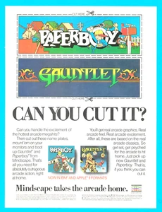 1988 Paperboy Gauntlet Mindscape Magazin Printanzeige Arcade Spiel IBM Apple - Bild 1 von 3
