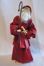 SANTA CLAUS Corn Husk Doll Vintage Figurine Father Christmas 10" Tall
