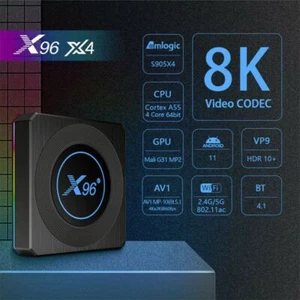 AMLOGIC S905X4 X96-X4 Android 11.0 8K WIFI 2.4G/5G Bluetooth AV1 TV Media Box - Afbeelding 1 van 12