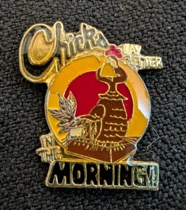 Vintage Enamel "CHICKS Lay Better in the MORNING"Hat Pin Sz 1" tall x 3/4" wide. - Picture 1 of 1