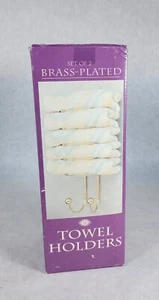 NIB Set of 2 Brass Plated Wall Mounted Towel Holders With Hooks 5 Towels Each - Picture 1 of 2