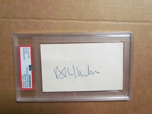 Bowie Kuhn Signed Index Card PSA Cert Encapsulated 