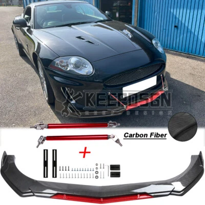 Kit de carrocería de alerón divisor de labios parachoques delantero de fibra de carbono para Jaguar XK piezas varillas Foto 1 de 4