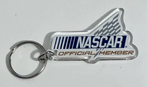 NASCAR OFFICIAL MEMBER Logo Acrylic Keychain Racing Checkered Flag - NOS NEW Cover