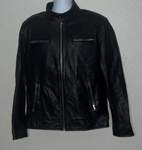 Satchel & Page 100% Calf Leather Black XL Bomber Jacket Mens Biker - Picture 1 of 14