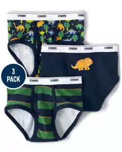 NUEVO CON ETIQUETAS Gymboree Niños Paquete de 3 Calzoncillos a Rayas Dino Dinosaurio Ropa Interior Niño L 10 12 - Imagen 1 de 3