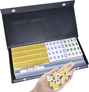 Gold Travel Mini Mahjong Set 20Mm with Instructions - Portable 146 Tiles - for B - Picture 1 of 7