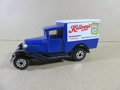 19V Vintage 1979 Matchbox Super Fast Macao Ford Model A Furgone Kellogg's Blu - Immagine 1 di 4