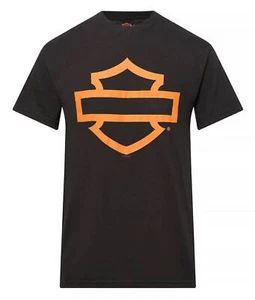 Harley-Davidson Men's Open Bar & Shield On Black Short Sleeve Crew-Neck T-Shirt - Picture 1 of 2