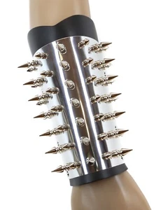 Metal Plate 1" Spike Gauntlet Bracer Genuine Leather Heavy Metal  By Funkplus - Picture 1 of 4