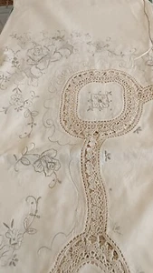Vintage handbestickte 72 "x 90" Tischdecke + 12 Servietten - Bild 1 von 6