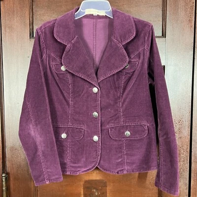 De Colección Moda Bug Pana Chaqueta Púrpura Para Mujer 12 Bolsillos Retro Lindos Botones Foto 1 de 4