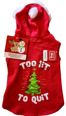 Sudadera con capucha para cachorros/perros con forro polar Simply Wag"Too Lit to Quit", mediana Foto 1 de 4