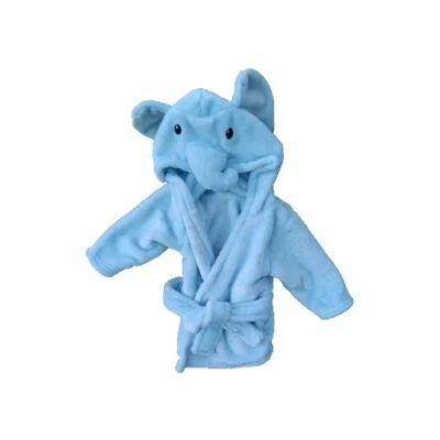 Albornoz suave con capucha para bebé elefante azul claro suave Foto 1 de 4
