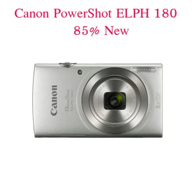 Canon PowerShot ELPH 180 20MP Digital Camera- Sliver 85% Audio Recording - Image 1 of 4