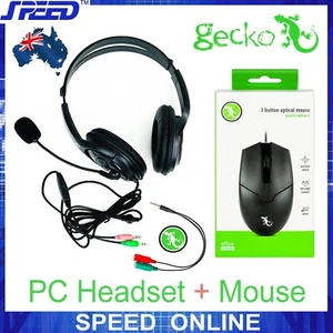 Gecko Office Essentials Pro Headset/Headphones with Mic + GG110110 Mouse - Picture 1 of 7
