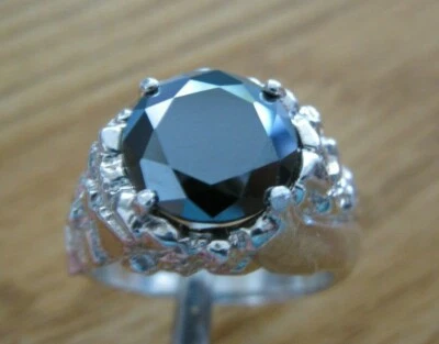 5.35ct MENS 100% REAL BLACK DIAMOND RING,CERTIFICATE, DIA TESTER SIZE 9,10,11,12 - Image 1 of 4