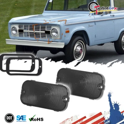 Par de lentes intermitentes delanteras ahumadas para Ford Bronco 1966 1967 1968 NUEVO JUEGO DE 2 Foto 1 de 4