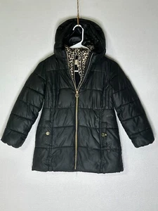 Michael by Michael Kors Black Puffy Jacket with Cheetah Print Lining Girls 6X - Picture 1 of 8