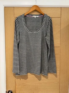 Boden Grey Striped Womens Top SZ 14 - Picture 1 of 3