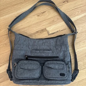 Lug Zipliner Heather Gray Soft Backpack Hobo Convertible Shoulder Bag - Picture 1 of 10