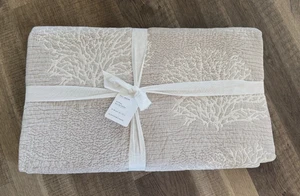 Pottery Barn Coral reef beach Reversible FULL QUEEN quilt PEBBLE taupe neutral - Picture 1 of 2