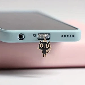 Housse anti-poussière prise breloque téléphone chat mignon pour iPhone/Android Type-C port Lightning - Photo 1 sur 7