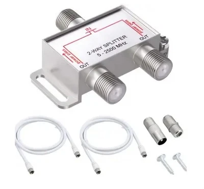 eSynic Sdoppiatore Satellitare 2 Vie Sdoppiatore Antenna TV Tipo F Sdoppiatore 5-2500Mhz  - Immagine 1 di 2