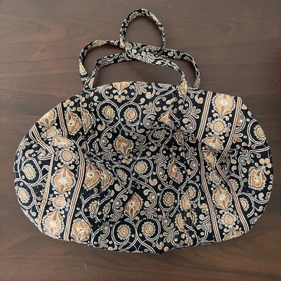 Bolso de Lona Vintage Vera Bradley Estampado Floral Dorado y Negro Limpio Estado Fresco Foto 1 de 4