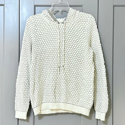 Suéter con Capucha Anthropologie Sleeping On Snow Mezcla de Lana Crema/Plateado Talla Mediana Foto 1 de 4