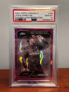 2024 Topps Chrome F1 Lewis Hamilton #165 Fuchsia Lava Refractor SP 10/225 PSA 10 - Picture 1 of 2