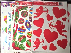 Lote De Colección 7 Hojas Ventana Adhesivos Primavera Pascua San Valentín Navidad Hecho en EE. UU. - Imagen 1 de 7